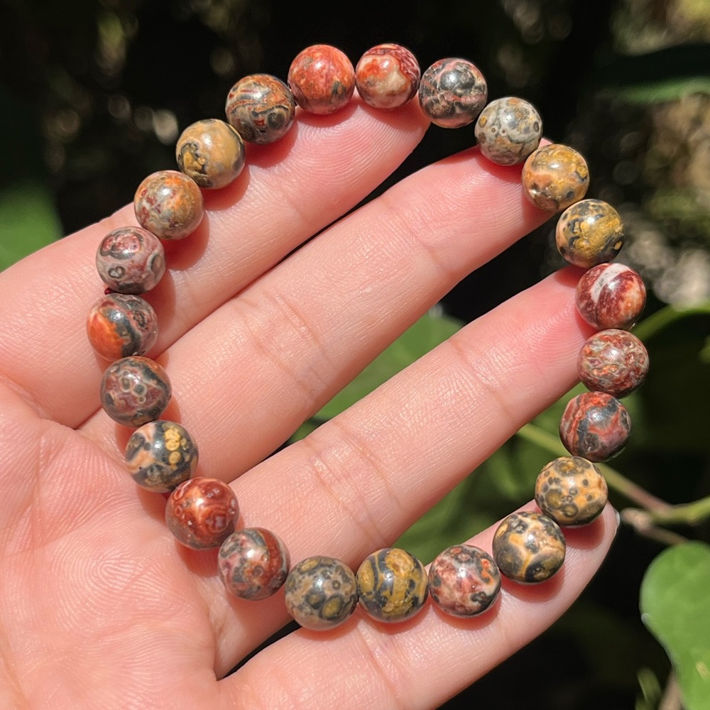 8mm stretchable‎ leopard skin jasper bracelet